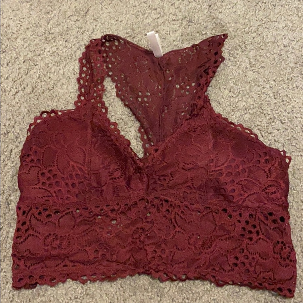 Lace Racerback Bralette - Wine